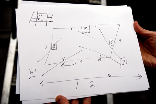  THE GAME PLAN: Moore's diagram for the placement of his 14 cameras. Photo by Wendi Kaminski